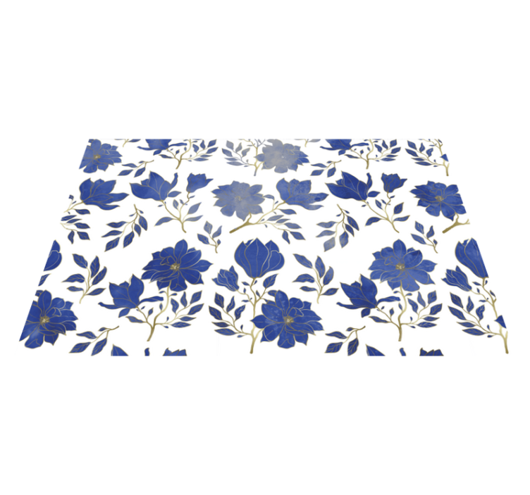 Dark blue flowers modern placemats - TenStickers