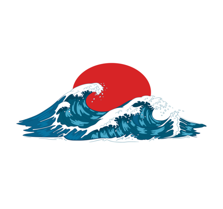 Japanese big waves ocean  restaurant placemats - TenStickers