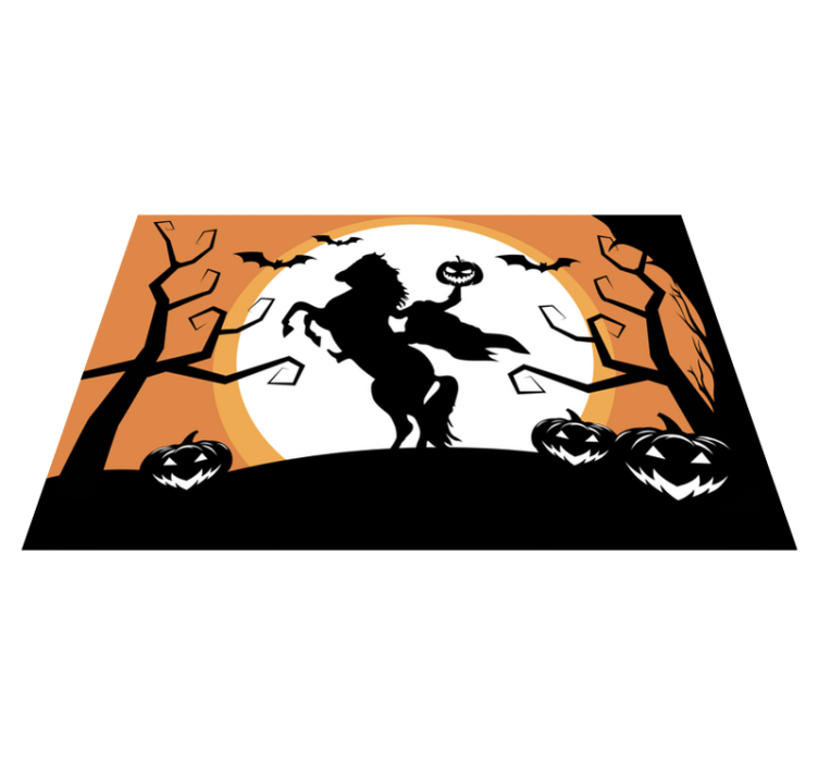 Halloween placemats featuring a horse with a pumpkin - TenStickers