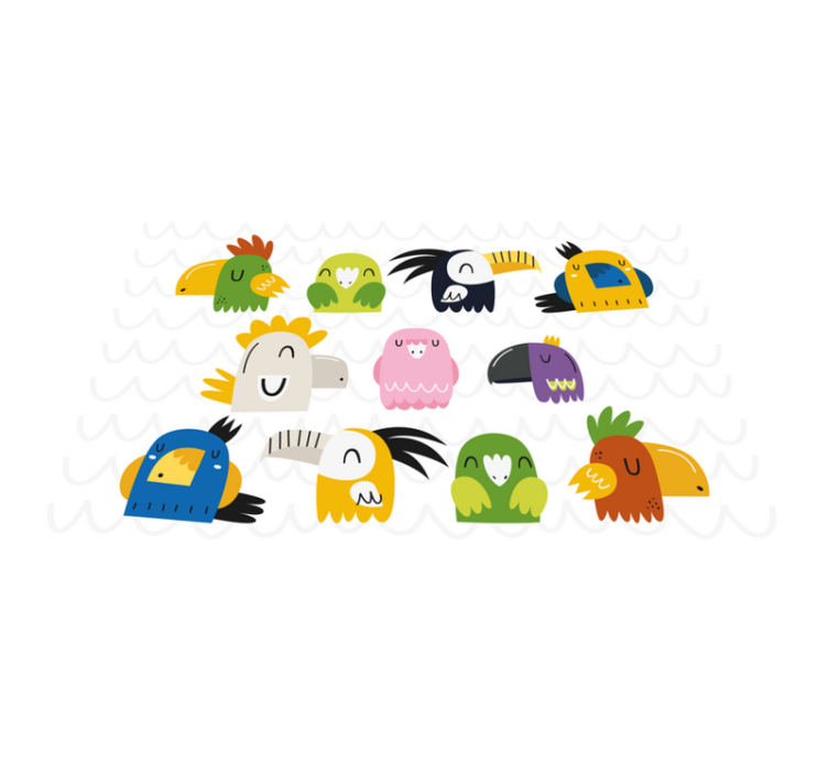 Children placemats colorful bird heads - TenStickers