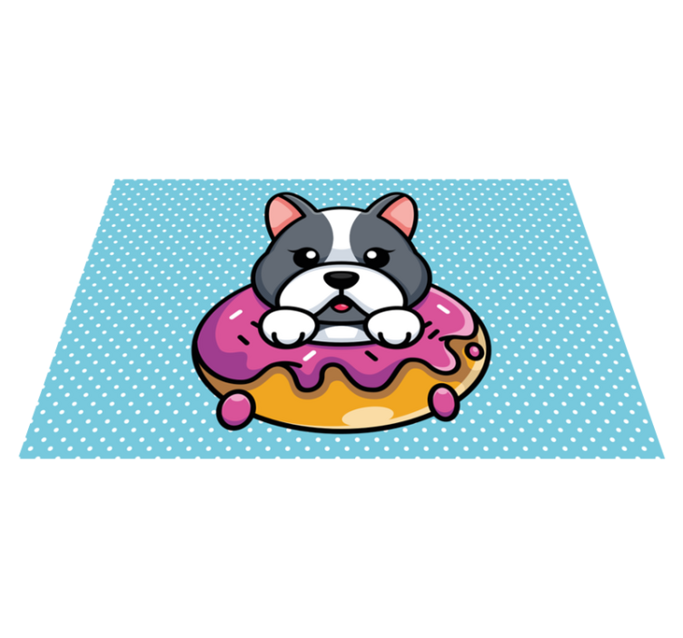 Cute dog inside a donut original placemats - TenStickers