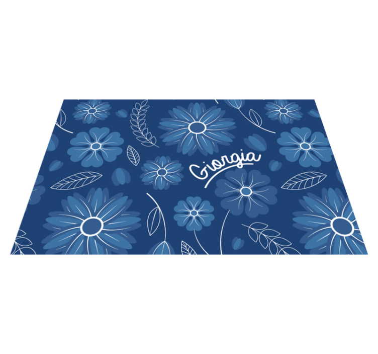 Blue flower elegant design custom name placemat - TenStickers