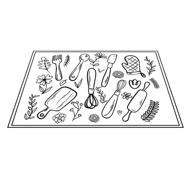 Floral and ornamental with utensils placemat - TenStickers