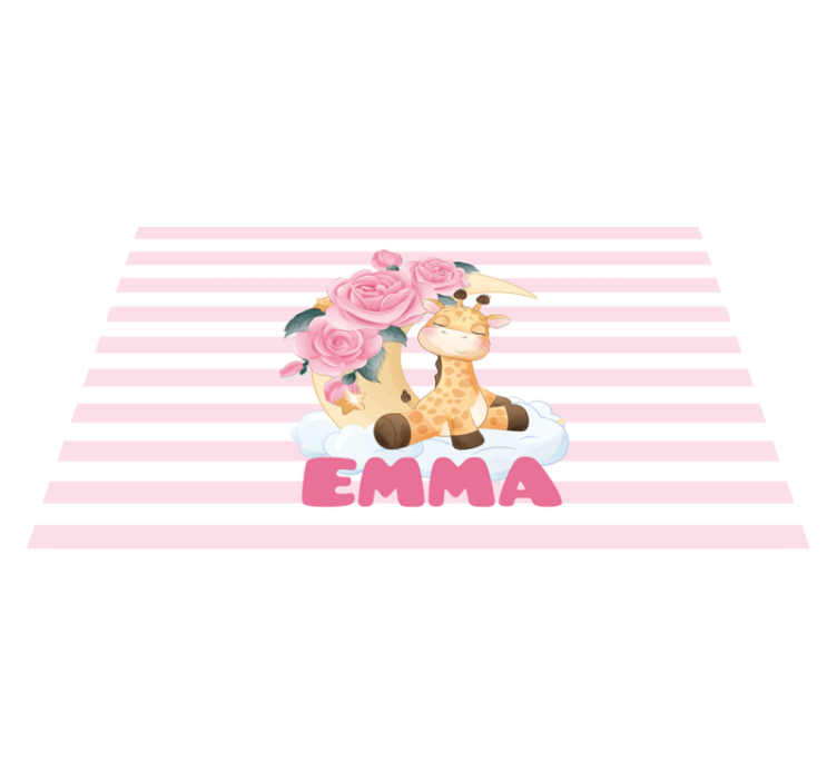 Children placemats giraffe with roses - TenStickers