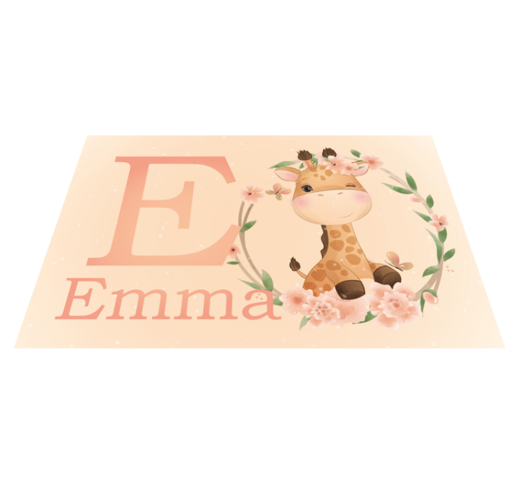 Cute giraffe for girl with name placemats - TenStickers