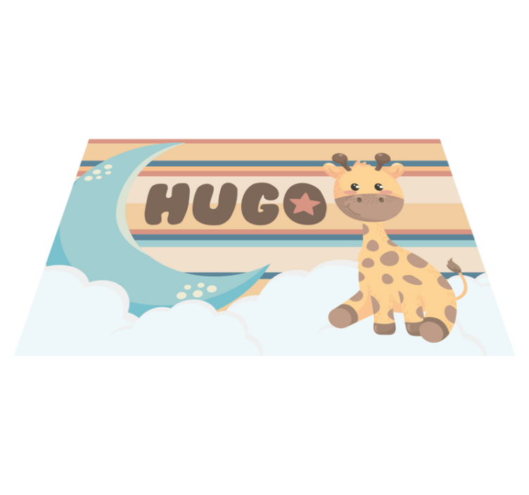 Cute giraffe for boy with name placemats - TenStickers