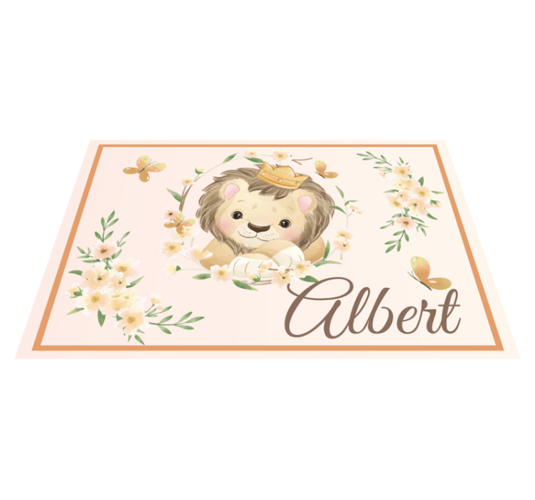 Cute animals lioness with name placemats - TenStickers