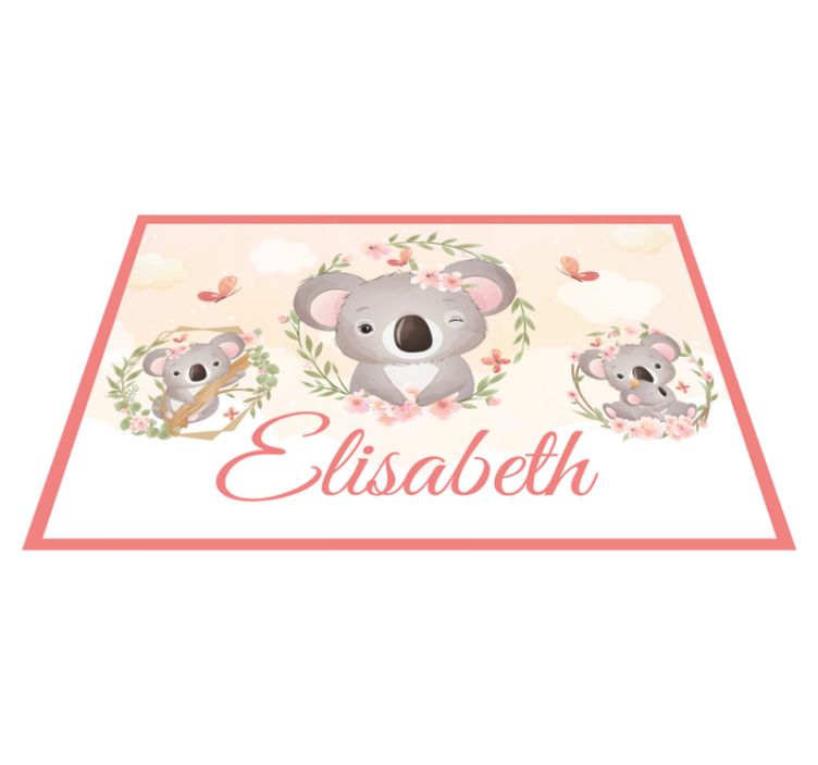 Cute animals koala with name  children placemats - TenStickers