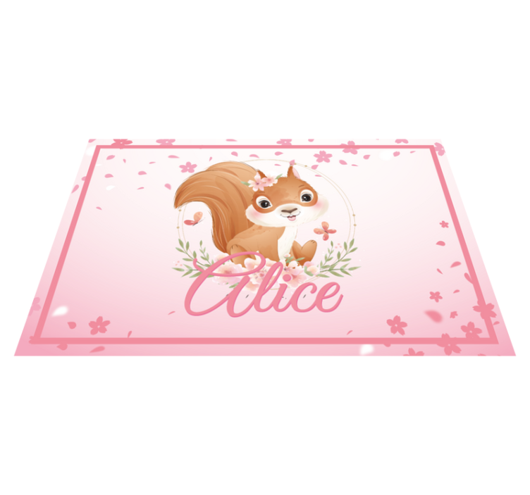 Cute squirrel for girl with name placemats - TenStickers