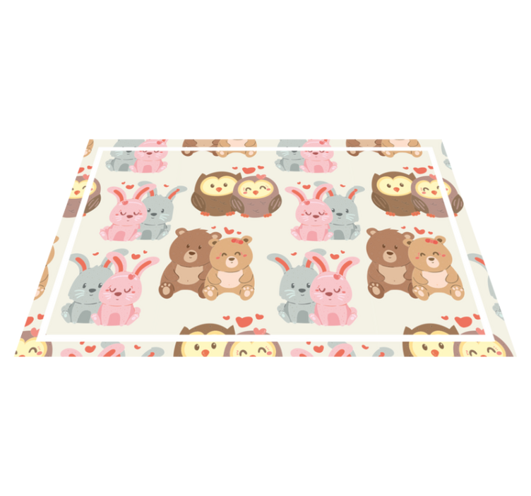 Bear owl rabbit beautiful children placemats - TenStickers