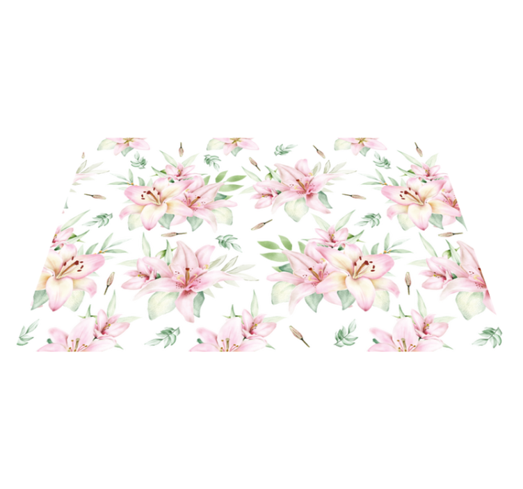 Pink watercolor lilies floral design  placemats - TenStickers