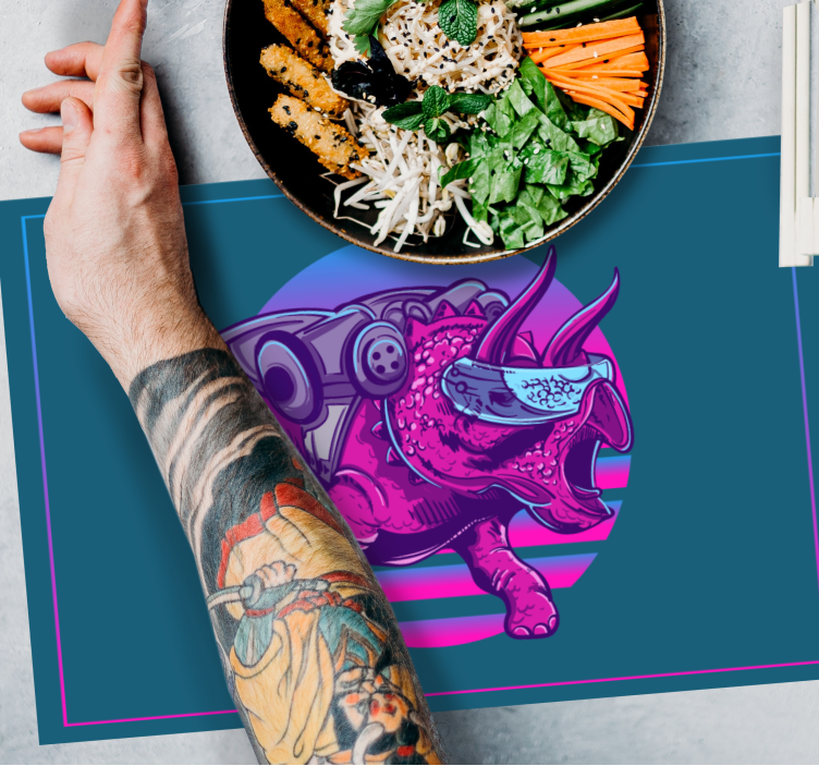 80s style cool dinosaur  original placemats - TenStickers