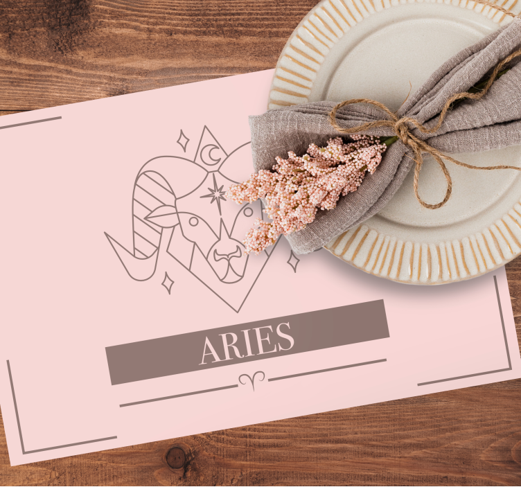 Aries pink card zodiac sign design placemats - TenStickers