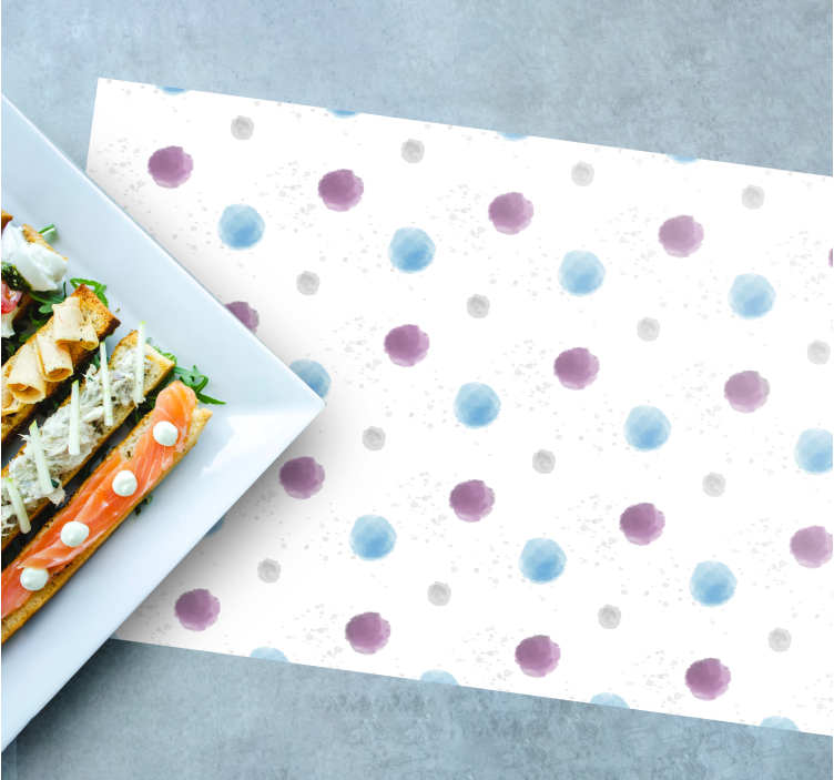 Blue and pink watercolor polka dots placemats - TenStickers