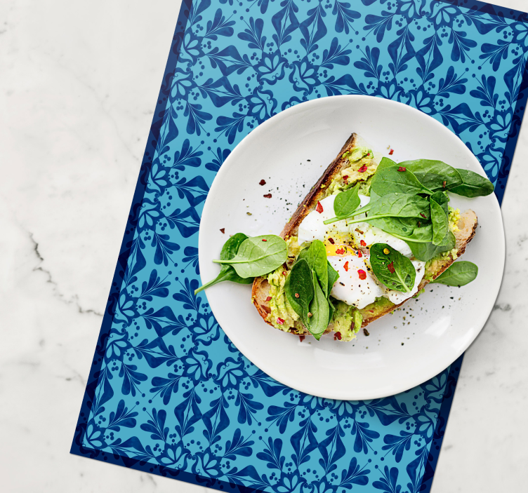 Blue mosaic with flowers  elegant placemats - TenStickers