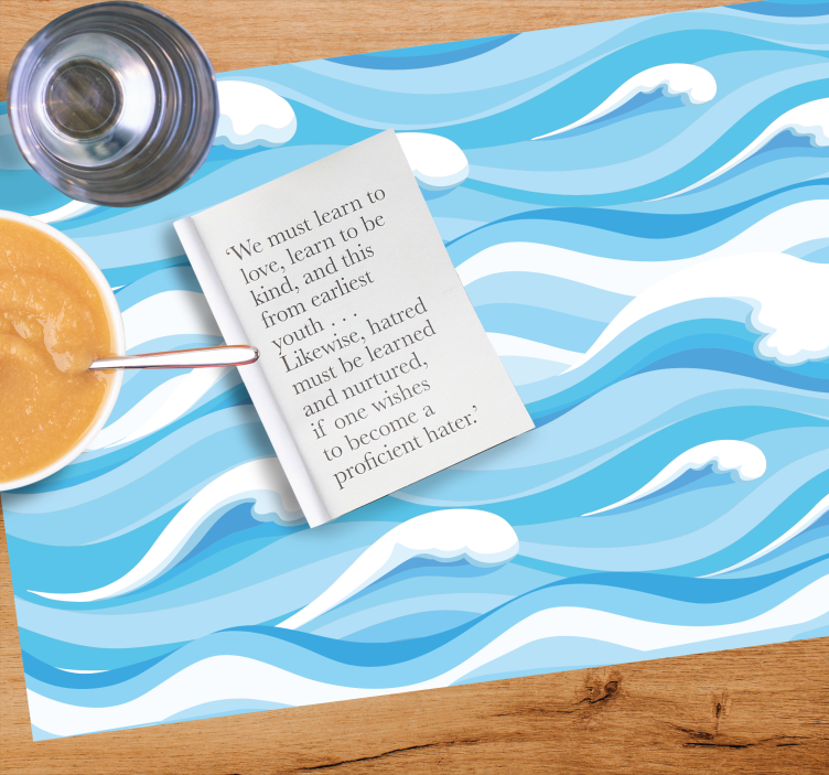 Blue sea waves pattern vinyl placemats - TenStickers