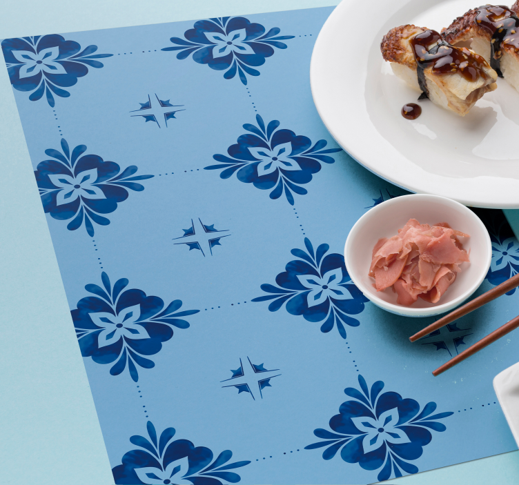 Blue twirl tiles modern placemats - TenStickers