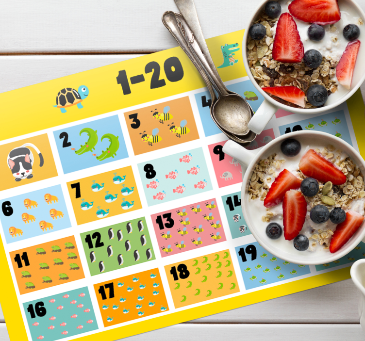 Calculate 1 to 20 kids children placemats - TenStickers