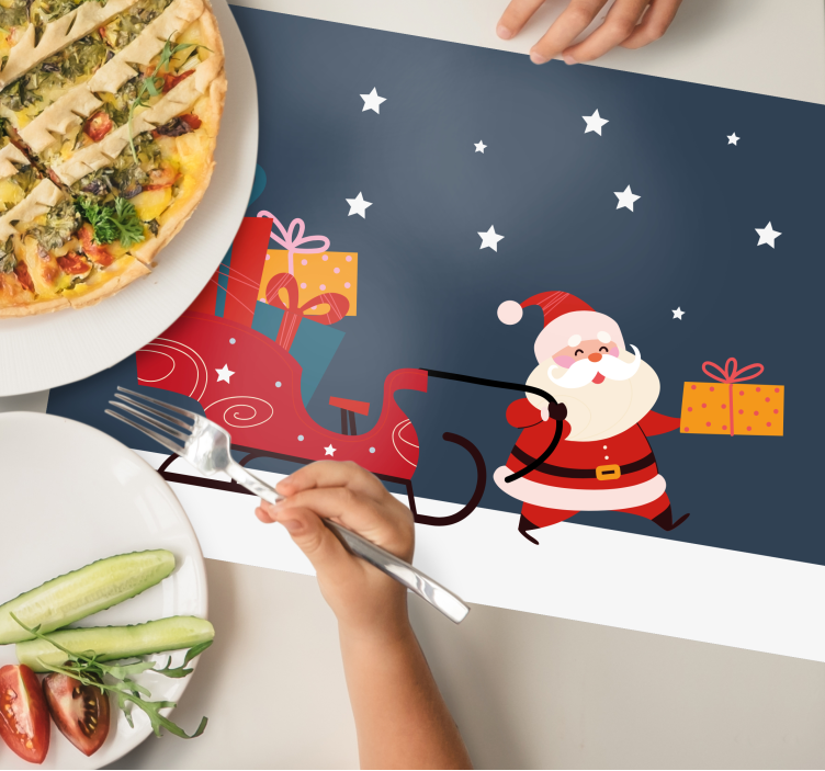 Cartoon Santa with gifts Christmas placemats - TenStickers