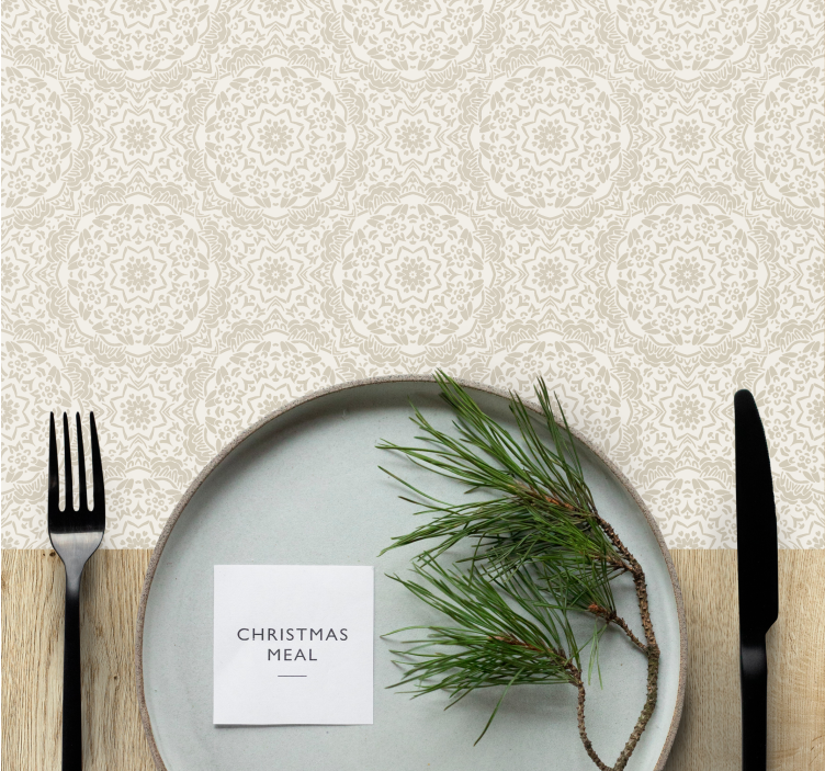Classic style beige round ornaments placemats - TenStickers