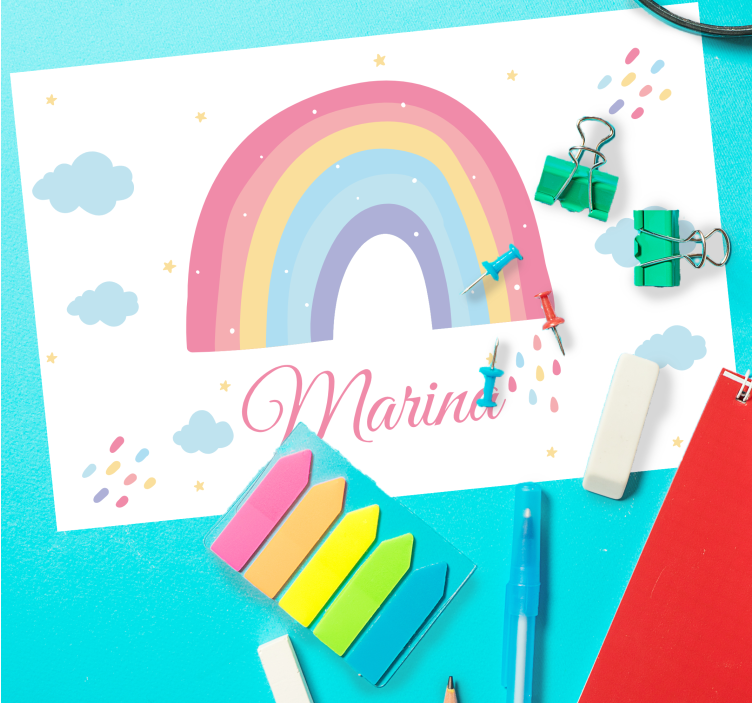 Cute rainbow and cloud in pastel placemats - TenStickers