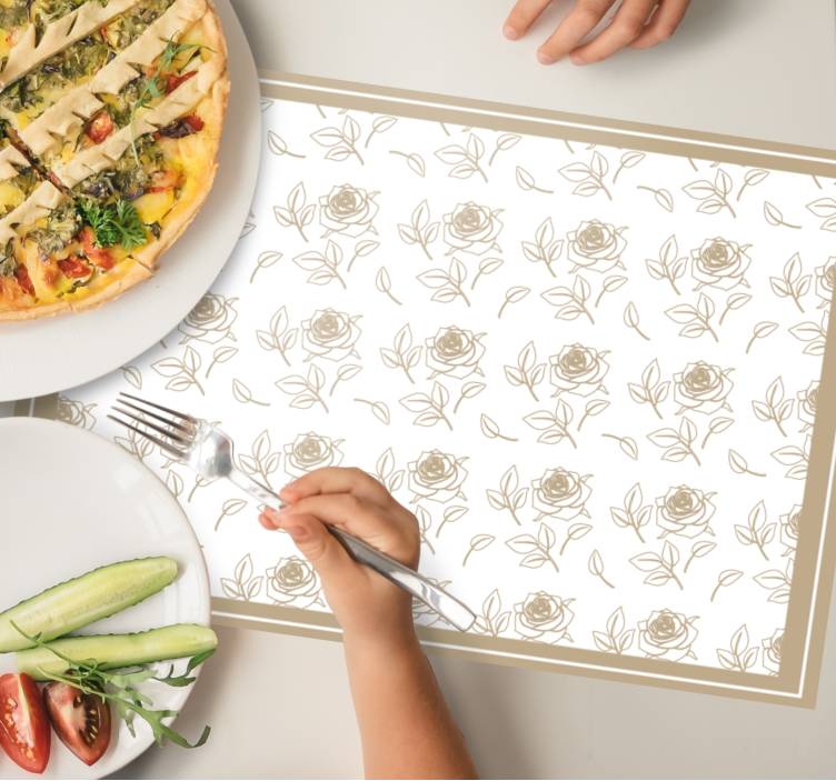 Detailed rose pattern  beige elegant placemats - TenStickers