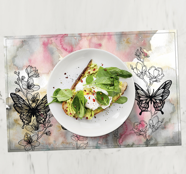 Floral Butterfly Accents placemats - TenStickers