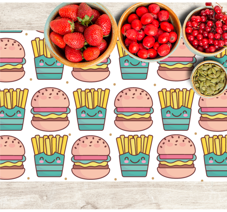 Fries and burger modern placemats - TenStickers