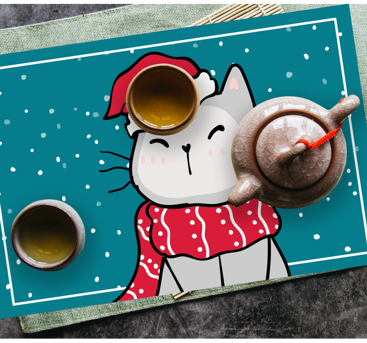 Funny cat Christmas design  Christmas placemats - TenStickers