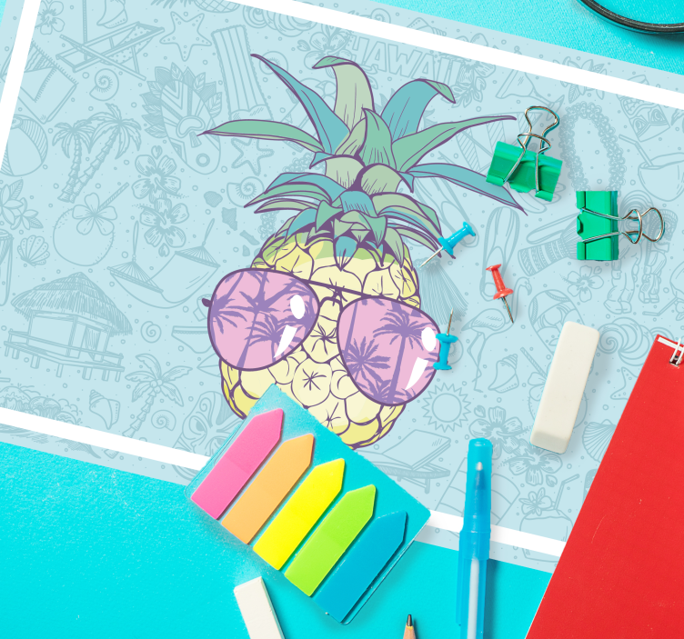 Hawaiian pineapple cartoon original placemats - TenStickers