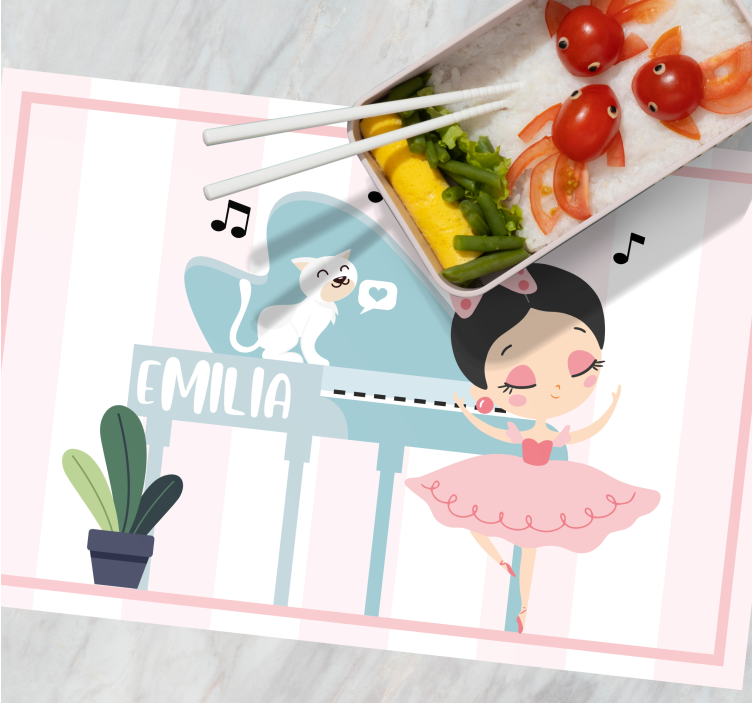 Princess with a cat and a piano placemats - TenStickers