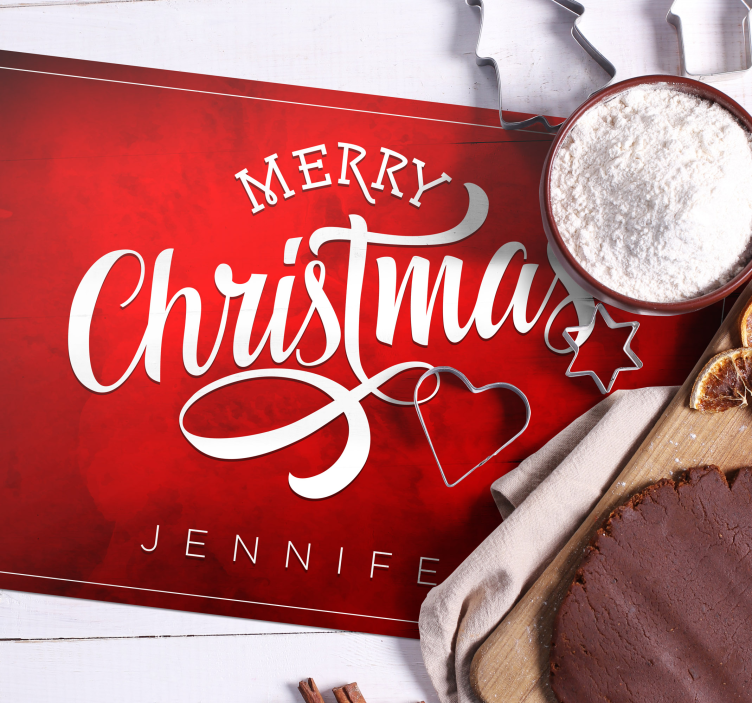 Merry Christmas text red placemats - TenStickers