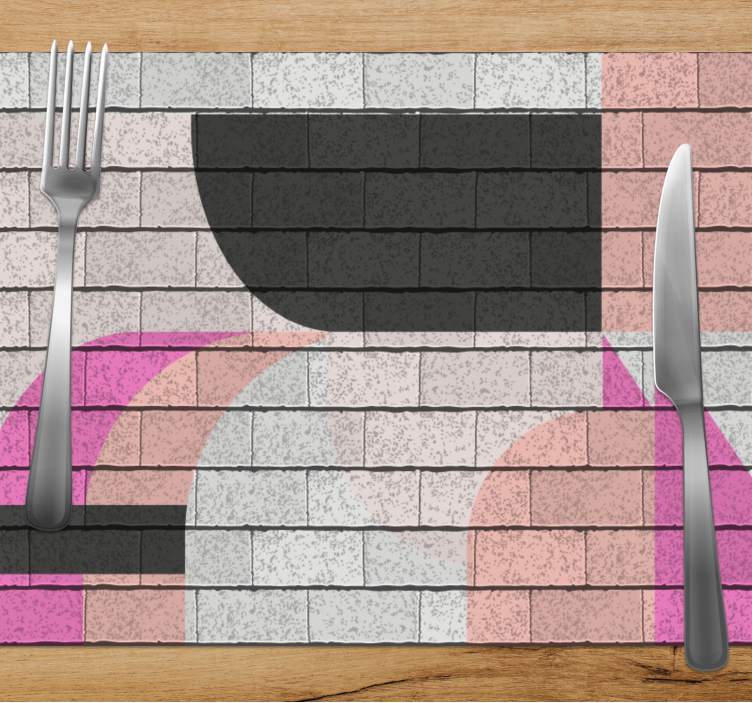 Metalic grey and pink geometric placemats - TenStickers