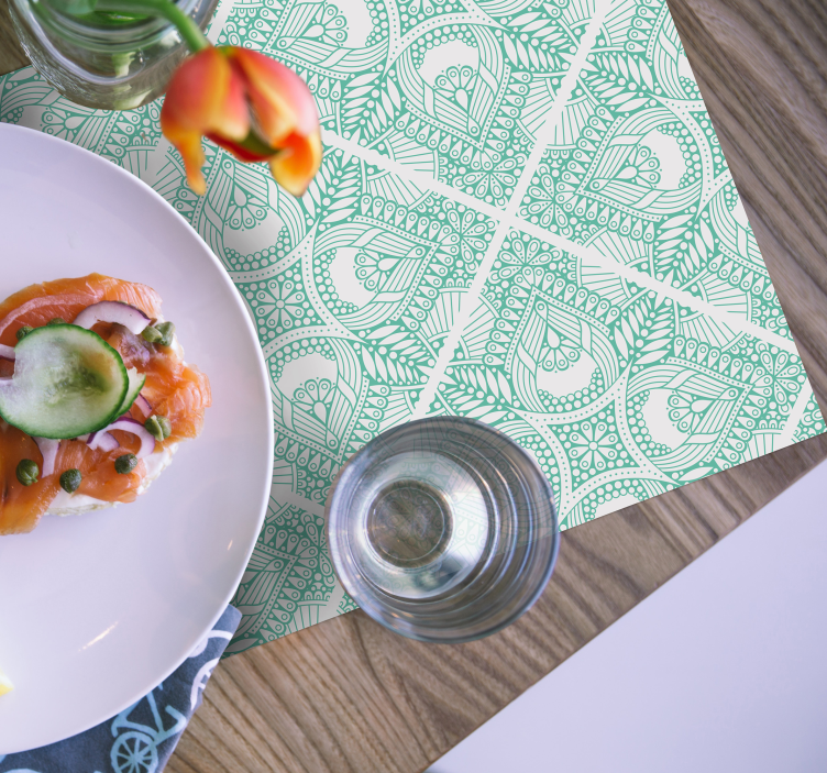 Ornamental draw tile paisley placemats - TenStickers