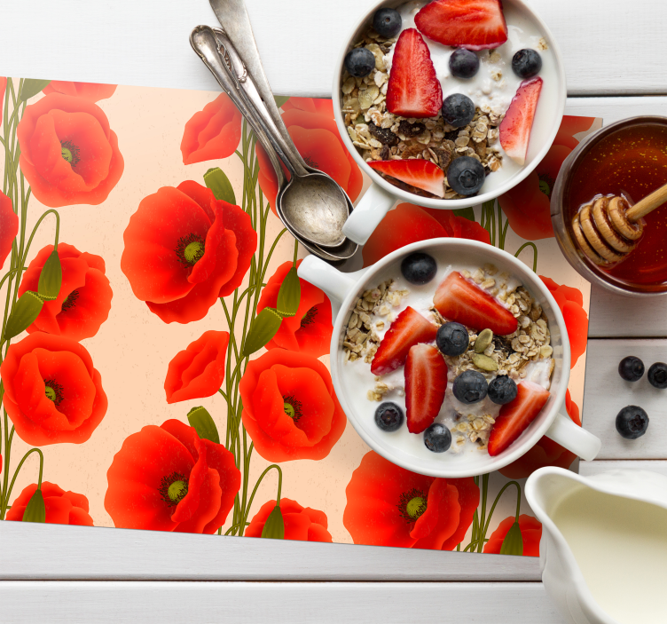 poppies pattern Placemats - TenStickers