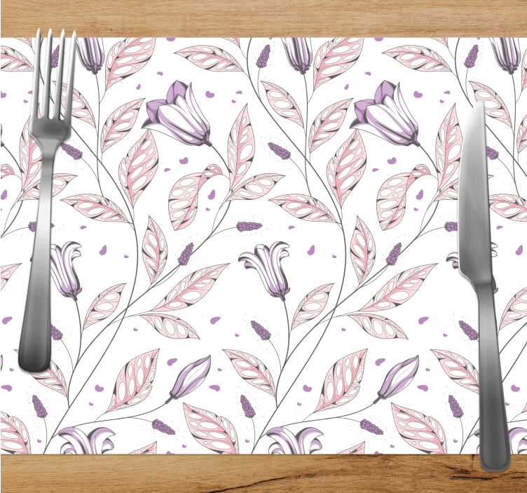 Purple elegant tulips pattern elegant placemats - TenStickers