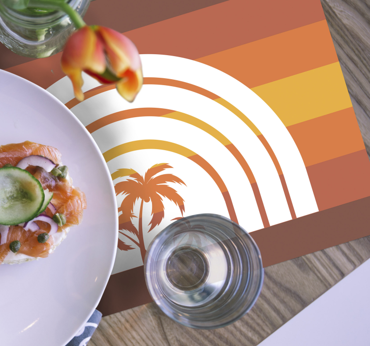 Retro sunset and palms 70's sun placemats - TenStickers