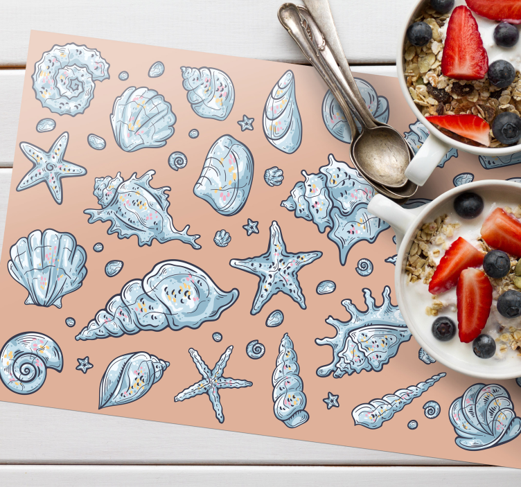 Seashell Sketches seashell placemats - TenStickers