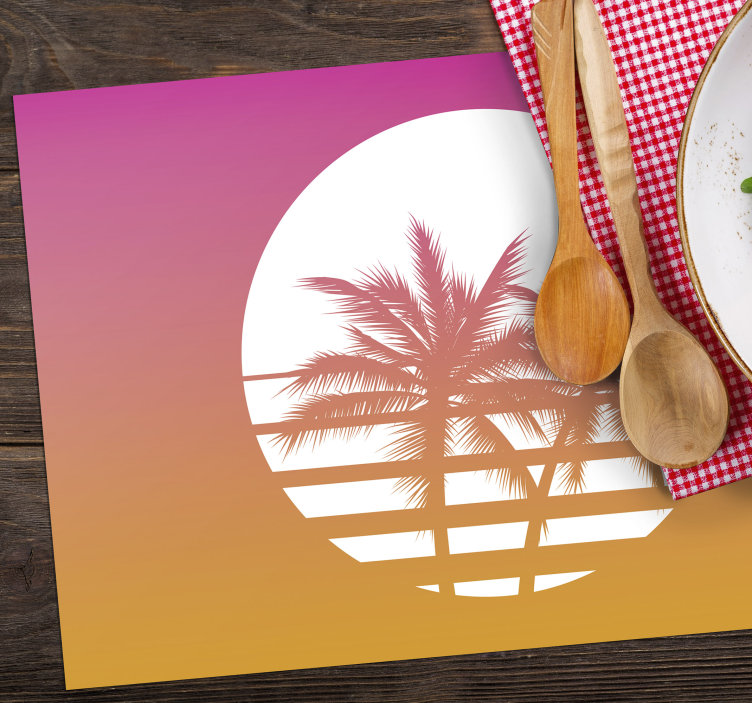Sunset Vintage Landscape 70's sun placemats - TenStickers