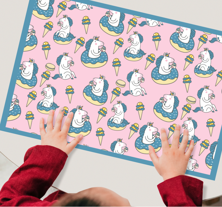 Unicorns and ice cream cones  children placemats - TenStickers