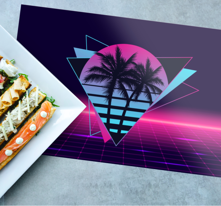 Vaporwave style palm tree original placemat - TenStickers