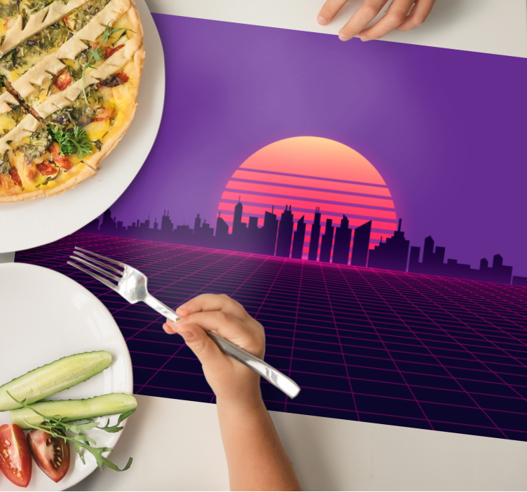 Vaporwave sunset 80s style original placemats - TenStickers