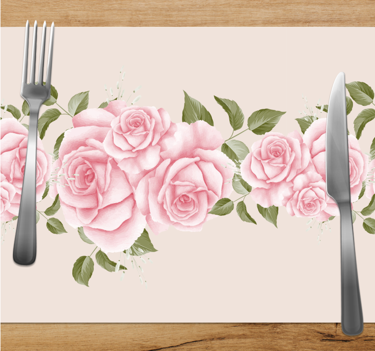 Vintage pink rose pattern elegant placemats - TenStickers