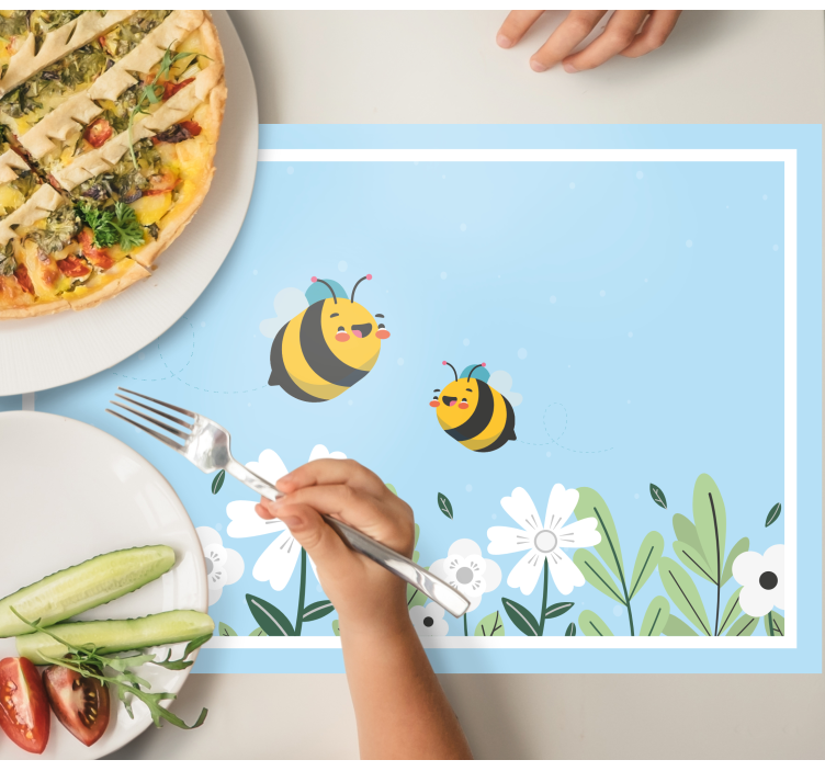 White flower with bee original placemats - TenStickers