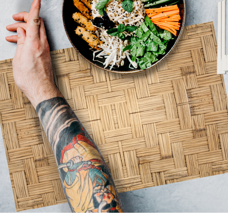 Woven wood effect textured placemats - TenStickers