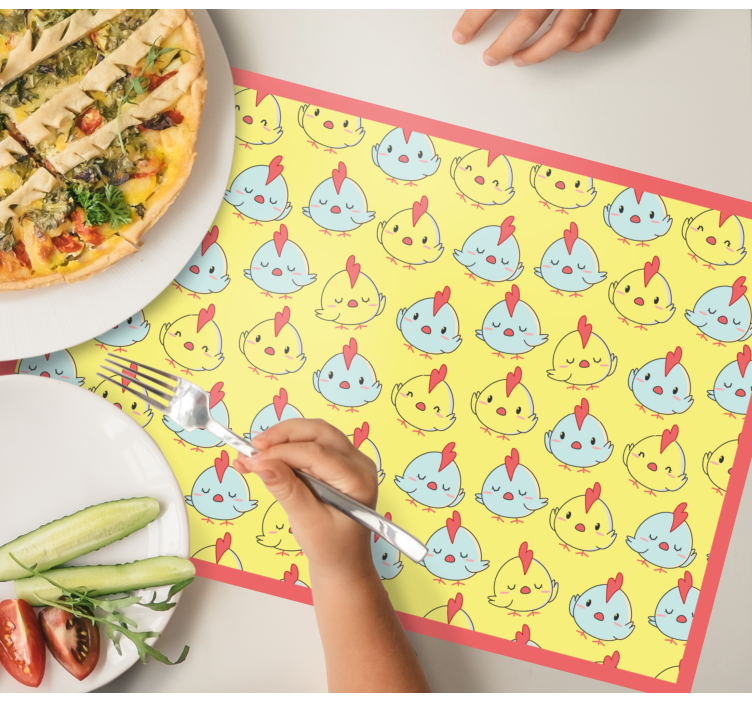 Yellow baby chick pattern children placemats - TenStickers