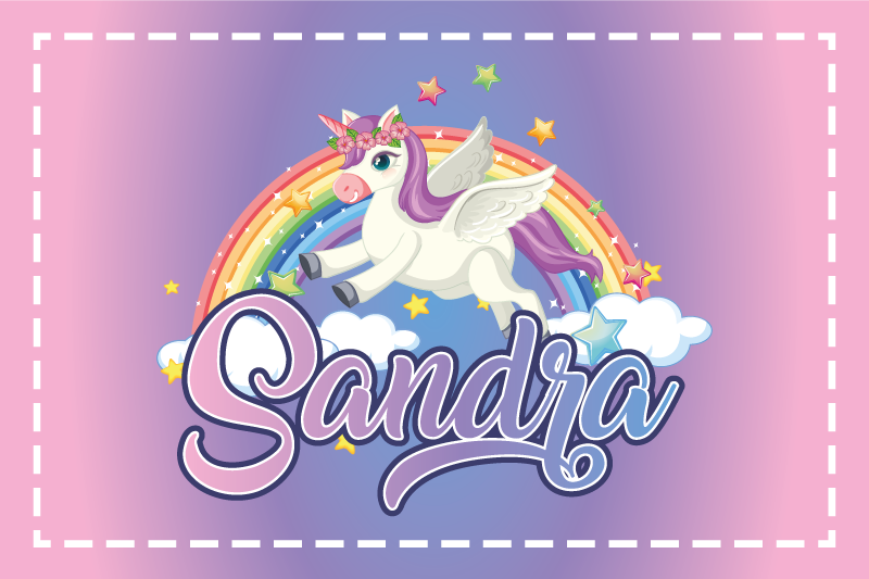 Customised name cute unicorn  and rainbow kids placemat - TenStickers