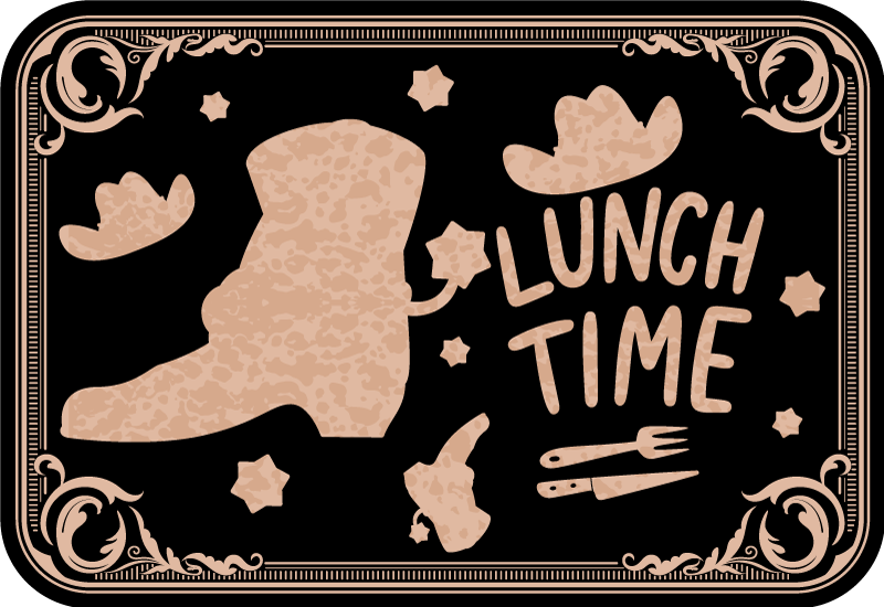 Placemats with quote lunch time cowboy - TenStickers