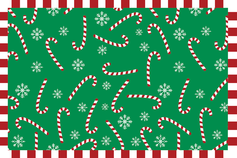 Green Candy Cane Christmas placemats - TenStickers