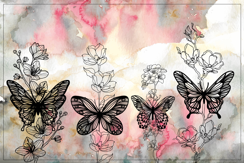 Floral Butterfly Accents placemats - TenStickers